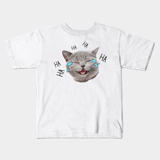 vintage-cat-ha ha ha Kids T-Shirt